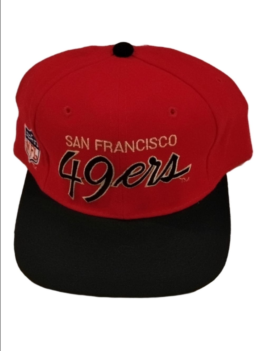 Sports Specialties 90s NFL SF 49ers Red & Black 7 1/8 Fitted Hat